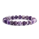 Natural African Amethyst Gemstone 8mm Round Beads Stretch Bracelet 7" Unisex