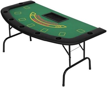 Soozier Poker Table Foldable, 72" Blackjack Table for 7 Players with Chip & Cup Holder, Green Felt