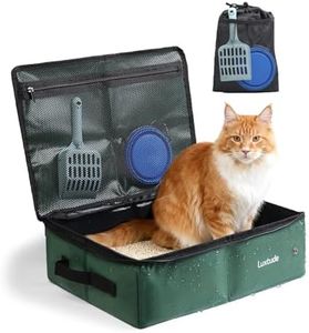 Luxtude Portable Travel Litter Box for Cats, Zipper Lid & Travel Carrying Bag for Odor Control, Waterproof, No Leakage, Easy Clean for Car Road Trips & Hotel Rooms (Green, Medium)