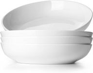 LIFVER 9.75" Pasta Bowls Set of 4, 50 Ounces Large Salad Bowls, Ceramic Pasta Plates Set for Serving Soup, Pasta, Noodle, Dinner, Microwave Dishwasher Safe, White