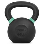 Yes4All Powder Coated Kettlebell Weights with Wide Handles & Flat Bottoms – 20kg/44lbs Cast Iron Kettlebells for Strength, Conditioning & Cross-Training