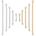 kissral Chain Extender Lobster Clip Safety Necklaces Chain,Anti-Allergy Stainless Steel Bracelet Extender with 10pcs/Set,Silver and Gold