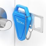 Reoka Portable Door Lock Security, Heavy Duty Locks for Bedrooms, Hotel for Travelers, Bedroom Home Apartment Doors Safety Latch Chain, Blue