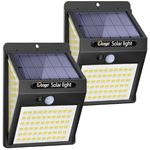 [2 Pack] 140LED Solar Security Lights Outdoor, Solar Motion Sensor Lights 270ºWide Angle Waterproof Solar Powered Durable Wall Lights Outside 3 Lighting Modes for Garden Fence Door Yard Garage Pathway