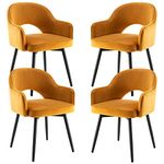 Wahson Velvet Dining Chairs Set of 4 Kitchen Corner Chairs Swivel Side Chairs with Armrests, Leisure Armchair for Dining Room/Living Room, Yellow