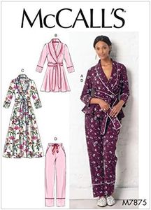 McCall's Patterns McCall's Women's Pajama Pants and Robe, Sizes L-XL Sewing Pattern, Plain