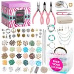 Modda Deluxe Jewellery Making Kit - Crafts for Adults, Teens, Girls, Beginners, Women - Includes Instructions, Beads, Charms, Findings, Pliers, Beading Wire, Storage for Necklace, Bracelet, Earrings