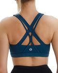 RUNNING GIRL Sports Bras for Women, Criss-Cross Back Padded Strappy Sports Bras Medium Support Yoga Bra with Removable Cups(2919 Dark Blue XXXL)