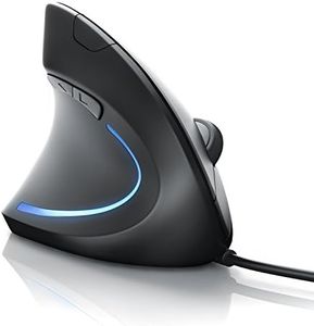 Vertical Ergonomic USB Mouse for left handed users - Optical Model - Mice with Ergonomic design - prevention against mouse arm tennis elbow - For Laptop Desktop PC Computer Macbook
