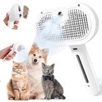 Spray Cat Brush for Shedding - 3 in 1 Cleaning Brush for Cats and Dogs - Pet Hair Removal Comb with Water Tank and Release Button - Steamy Cat Brush