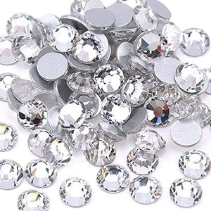 Towenm 200 Pieces Glue Fix Flatback Rhinestones, 6.5mm Glass Flat Back Crystals Rhinestone for Craft Clothes Nail Face Art, Non Hotfix Round Flatback Crystals Loose Gemstones