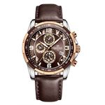 NAVIFORCE Sport Watches For Men Analog Quartz Chronograph Leather Strap Wrist Watch, Coffee, Sport,Dial-Brown, Band-Brown