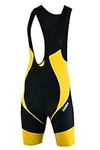 Mens Cycling Bib Shorts Anti Bac Coolmax Padded Bicycling Tight Shorts (Black/Yellow, X-Large)