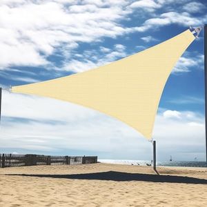 Shade&Beyond 24'x24'x24' Triangle Shade Sail with Super Rings, Commercial Grade UPF50 Canopy, Reinforced Corners & Edges Permeable 260GSM Fabric Heavy Duty Sun Shade for Patio Playground, Beige