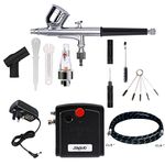 SAGUD Airbrush Kit with Mini Air Brush Compressor Dual - Action Gravity Feed Air Brush for Cake Decorating, Hobby, Craft, Tattoo, Nails, Makeup with Airbrush Cleaning Kit