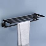 Plantex 304 Grade Stainless Steel 24-inch Bathroom Towel Hanger/Towel Rack/Towel Stand/Holder/Bathroom Accessories - Squaro (Black)