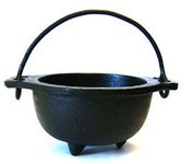 Cast Iron Cauldron w/Handle, Ideal for smudging, Incense Burning, Ritual Purpose, Decoration, Candle Holder, etc. (5" Diameter Handle to Handle, 3" Inside Diameter)