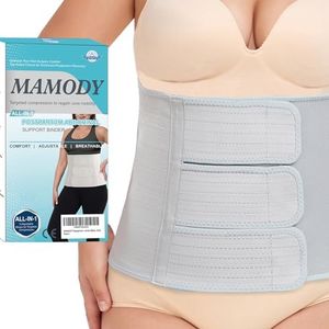 MAMODY Postpartum Belly Band abdominal Binder for Natural Delivery & C-Section, Adjustable Compression Wrap, Abdominal Support Belt (Gray, X-Large)