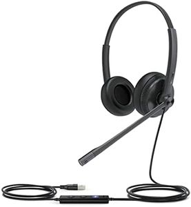 Yealink UH34 Lite Professional USB-A Binaural Corded Headset with Noise Cancelling Microphone, Black