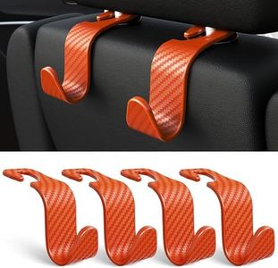 Amooca Car Seat Headrest Hook 4 Pack Hanger Universal Vehicle Car Storage Organizer for Handbag Purse Coat S Type Checkered Orange