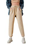 MakeMeChic Women's Drawstring Waist Sweatpants Casual Jogger Pants with Pocket Khaki S