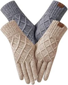REACH STAR 2 Pairs Winter Gloves for Women Men, Touch Screen Elastic Thermal Knit Lining Warm Gloves for Cold Weather, For Hiking Running Driving Gifts