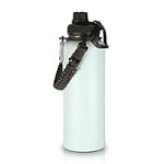 Volhoply 1200ml Insulated Water Bottles Paracord Handle, Stainless Steel Sports Bottle with Spout Lid, Double Wall Vacuum Metal Water Thermos with Wide Mouth, Reusable Water Cup for Adults(Fog, 1 Set)