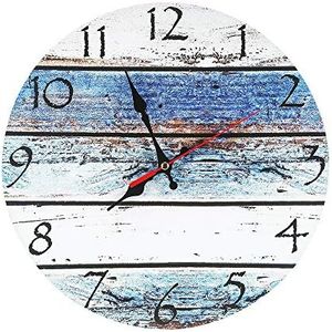 LOHAS Home 30cm Vintage Horloge Murale Rustique, silencieuse en Bois Cadran Horloge minuteur pour la Maison Salon Chambre Bureau Café Bar Decor (Bord de mer)