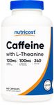 Nutricost Caffeine with L-Theanine, 100mg of Each, 240 Capsules, 240 Servings - Non-GMO and Gluten Free