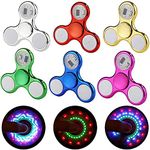 Dilabnda 6 PCS Light up Fidget Spinner Toys for Kids Teens Adults, LED Sensory Hand Fidget Toys for Stress Relief, Glow in The Dark Multiple Flash Modes Finger Toys Packs for Birthday Party Favors