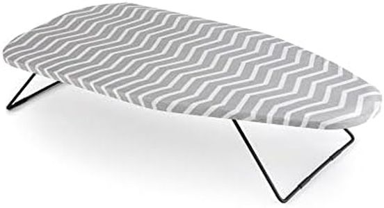 Jata Hogar HPLA8214 – Tabla de Planchar de sobremesa con Superficie de 75 x 34 cm. Válida para Colgar. Ocupa Poco Espacio. Funda de algodón, Gris Y Blanco Pequeño