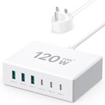 USB C Charger 120W Multi USB Desktop Charger 6 port【3USB-C + 3USB-A】GaN USB Charging Station Phone Fast Charge Portable Plug Travel Adapter Block for iPhone 15/14/13/Pro Max/Samsung/Google/Tablet