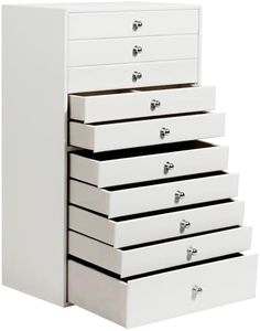 GUKA Large Jewelry Box, Jewelry Case with 10 Drawers for Big and Small Jewelry, Jewelry Storage Organizer for Watch Earrings Necklace Rings Bracelets, Birthday Wedding Gifts, White