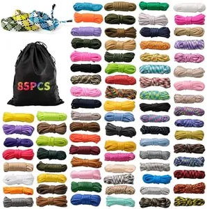 CONEHOY 85 Pcs Paracord 550 Combo Kit 10 Feet Tent Rope Parachute Paracord Bracelet Making Kit Outdoor Survival Rope Multifunction Paracord with Drawstring Bag for Making Lanyard Dog Collar Great Gift
