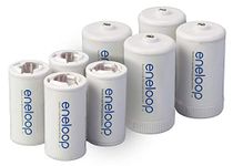 Eneloop Panasonic K-KJBS1/2E8A C Size Battery Adapters for Use with Ni-MH Rechargeable AA Battery Cells, 8 Pack