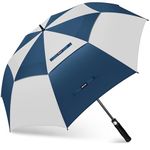 KEYHOT Golf Umbrella Windproof Strong 62 Inch - Large Golfing Umbrella Automatic Open - Extra Large Umbrella Double Canopy Vented for Men Women (White/Blue)