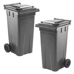 STAR SUPPLIES 140 Litre Strong Compact Grey Waste Disposal Recycling Council Outdoor Wheelie Bin With Lid & Wheels