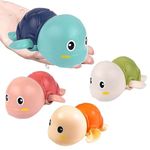 Wishkey 4PCS Wind-Up Swimming Turtle Bath Toys for Babies Floating Bathtub Toys for Toddlers & Kids Non-Toxic Water Play Toys for Baby Boys & Girls Bathing Toys for Infant 0-3 Years (Multicolor)
