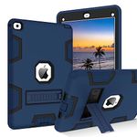 BENTOBEN for iPad Air 2 Case, iPad Air 2nd Generation Case, 3 in 1 Heavy Duty Rugged Shockproof Kickstand Protective Kids Girls Women Boys Men Tablet Cover for iPad Air 2 A1566 A1567, Navy Blue/Black