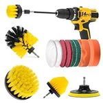 ETOUPA 14 Piece Drill Brush Attachments Set, Drill Scrubber Brush Kit, Scrub Pads & Sponge, Power Scrubber Brush with Extend Long Attachment, Cleaning Brush for Bathroom, Floor, Tub, Car, Grout, Tile