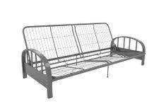 DHP Aiden Futon Metal Frame, Converts Easily to a Full- Size Bed, Silver