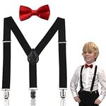 MORJCG 2 Pieces Kids Braces Bowtie Sets, Adjustable Suspenders Elastic Suspenders For Kids, Children Braces Suspenders Bow Tie With Bow Ties Gift Idea For Boys And Girls