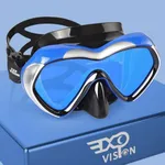 Scuba Diving Mask Anti-Fog Panoramic Snorkel Goggles, Adult Mirror Swim Mask Single Lens Swim Goggles wIith Nose Cover for Diving, Snorkeling, Swimming (Blue)