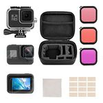 Kuptone Accessories Kit for GoPro Hero 8 Black with Shockproof Case + Waterproof Case + Tempered Glass Screen Protector + Lens Filters + Anti-Fog Inserts Bundle Compatible with GoPro Hero 8