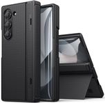 SIXBOX for Samsung Galaxy Z Fold 6 Case with Kickstand & Front Screen Protector & Hinge Protection, Slim Fit Rugged Hard 360° Full Body Cover Protective Phone Case for Samsung Z Fold 6 5g 2024, Black