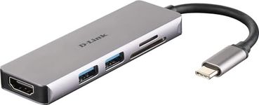 D-Link DUB-M530 5-in-1 USB-C Hub with HDMI 1.4, 2 USB 3.0 and SD/MicroSD Card Reader for MacBook Pro 2016 or Later, MacBook Air 2018, Chromebook and Surface Pro 7 [Amazon Exclusive]