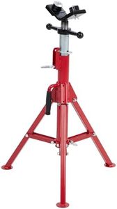 Pipe Stand with 2-Ball Transfer, V-Head Folding Jack Stand, 2500lbs Welding Stand Adjustable Height 28-52IN, Heavy Duty Carbon Steel Body, Steel Pipe Jacks for Welding