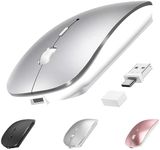 Wireless Bluetooth Mouse for MacBook Air Pro iMac Mac Air, Wireless Computer Mouse for Mac Book Air Pro/Desktop, Laptop Mouse Rechargeable USB C Compatible with Surface Pro/iPad Pro (Silver)