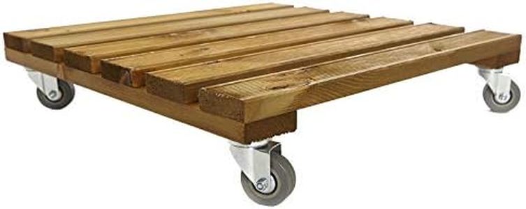 Heavy Duty Extra Large Wooden Square Plant Pot Caddy - Pot Stand with Wheels 50cm x 50cm – Wood Flower Mover Trolley on Caster