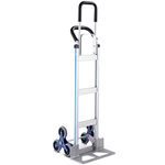 COSTWAY 2 in 1 Aluminum Hand Truck, 250kg Capacity Stair Climber Dolly Utility Cart with 6 Wheels and 2 Loop Handles, Heavy Duty Multi-Purpose Sack Barrows for Moving Shopping